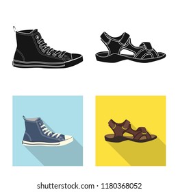 Vector design of man and foot sign. Set of man and wear vector icon for stock.