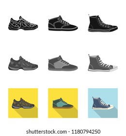 Vector design of man and foot sign. Collection of man and wear stock vector illustration.