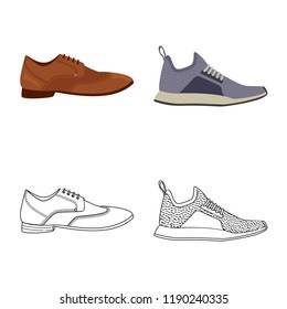 Vector design of man and foot sign. Collection of man and wear stock vector illustration.