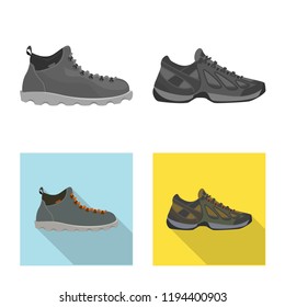 Vector design of man and foot sign. Collection of man and wear stock vector illustration.