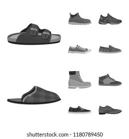 Vector design of man and foot symbol. Collection of man and wear stock symbol for web.