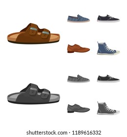 Vector design of man and foot symbol. Set of man and wear stock vector illustration.