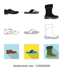 Vector design of man and foot symbol. Set of man and wear vector icon for stock.