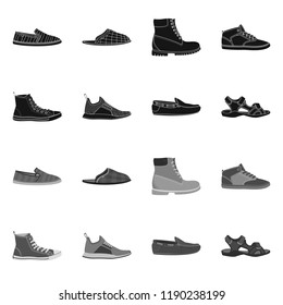 Vector design of man and foot symbol. Collection of man and wear vector icon for stock.