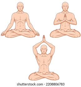 Vector Design of Man Meditating in Lotus Flower Position