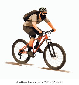 A vector design of a man riding a bicycle isolated on a white background