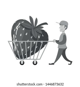 Vector design of man and strawberry logo. Collection of man and shopping stock vector illustration.