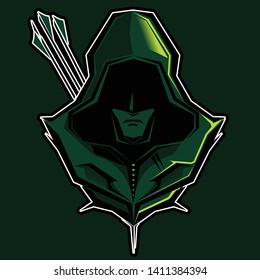 Vector design man wearing hoodie with arrows. Man wearing hoodie logo design.