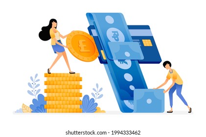 Vector Design of Manage finance and spending with credit card. banking system for money debt and credit card loans. illustration Can be for websites, posters, banners, mobile apps, web, social media