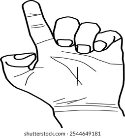 vector design of man's palm counting one in Doodle style