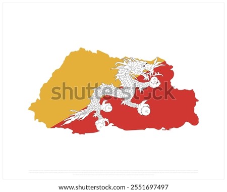 Vector design of map of BHUTAN on a white background, Editable Vector illustration of BHUTAN map flag, National Day design, vector design of Bhutan map, National day of Bhutan