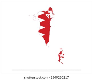Vector design of map flag of BAHRAIN on a white background, Editable Vector illustration of BAHRAIN flag, National Day design, vector design of Bahrain map Flag