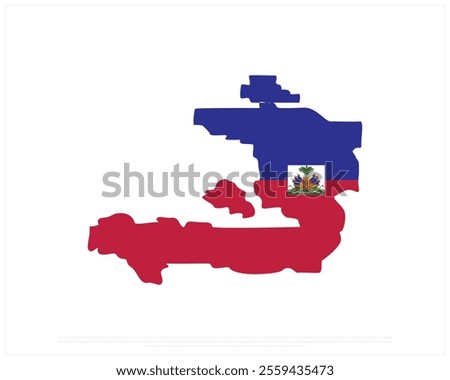 Vector design of map flag of HAITI on a white background, Editable Vector illustration of HAITI flag, National Day design, vector design of Haiti map Flag, National day of Haiti