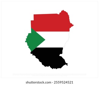 Vector design of Map flag of SUDAN on a white background, Editable Vector illustration of SUDAN flag, National Day design, vector design of Sudan Map, National day of Sudan
