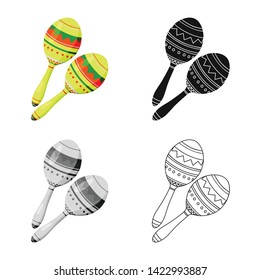 Vector design of maraca and instrument  icon. Collection of maraca and mexican    stock vector illustration.