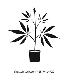 Vector design of marijuana pot sign. Graphic of marijuana or hemp vector icon for stock.
