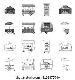 Vector design of market and exterior icon. Collection of market and food stock symbol for web.
