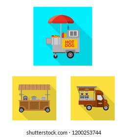 Vector design of market and exterior icon. Collection of market and food stock symbol for web.
