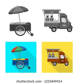 Vector design of market and exterior icon. Set of market and food stock symbol for web.