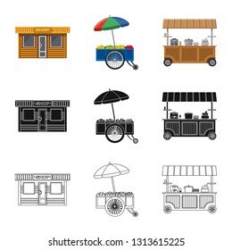 Vector design of market and exterior icon. Set of market and food stock symbol for web.