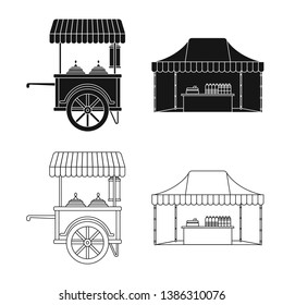 Vector design of market and exterior icon. Set of market and food vector icon for stock.