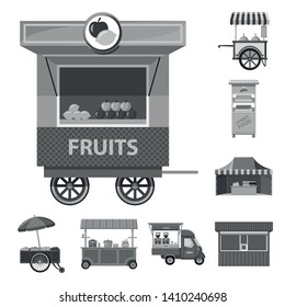 Vector design of market and exterior icon. Collection of market and food vector icon for stock.