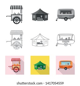 Vector design of market and exterior icon. Set of market and food stock symbol for web.