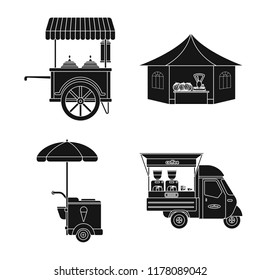 Vector design of market and exterior logo. Set of market and food vector icon for stock.