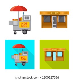 Vector design of market and exterior logo. Set of market and food stock symbol for web.