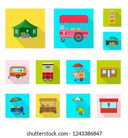 Vector design of market and exterior logo. Set of market and food vector icon for stock.