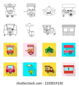 Vector design of market and exterior logo. Set of market and food stock vector illustration.