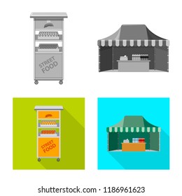 Vector design of market and exterior sign. Collection of market and food vector icon for stock.