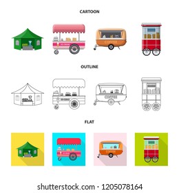 Vector design of market and exterior sign. Set of market and food stock vector illustration.