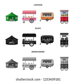 Vector design of market and exterior sign. Set of market and food vector icon for stock.