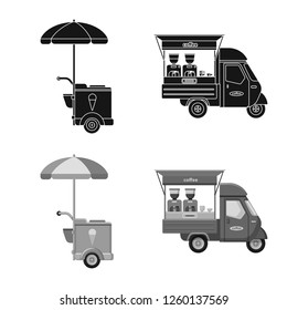 Vector design of market and exterior sign. Collection of market and food stock symbol for web.