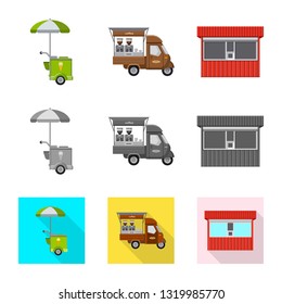 Vector design of market and exterior sign. Collection of market and food vector icon for stock.