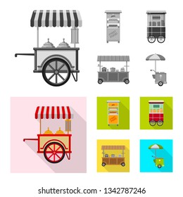 Vector design of market and exterior sign. Set of market and food stock symbol for web.