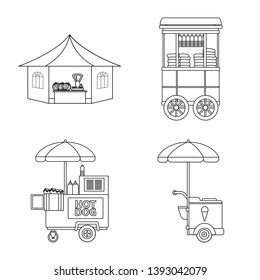 Vector design of market and exterior sign. Collection of market and food stock symbol for web.