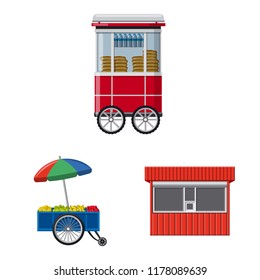 Vector design of market and exterior symbol. Set of market and food stock vector illustration.
