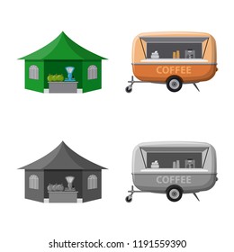 Vector design of market and exterior symbol. Collection of market and food vector icon for stock.
