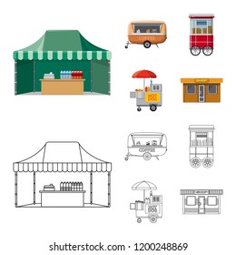 Vector design of market and exterior symbol. Set of market and food vector icon for stock.