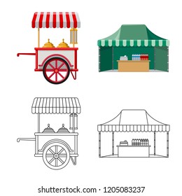 Vector design of market and exterior symbol. Collection of market and food vector icon for stock.