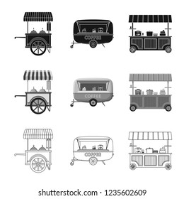 Vector design of market and exterior symbol. Collection of market and food stock symbol for web.