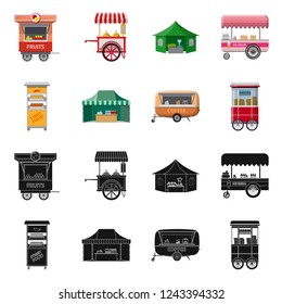 Vector design of market and exterior symbol. Set of market and food stock vector illustration.