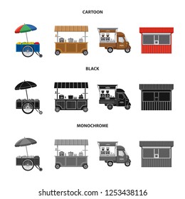 Vector design of market and exterior symbol. Set of market and food vector icon for stock.