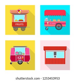 Vector design of market and exterior symbol. Set of market and food stock vector illustration.