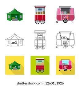 Vector design of market and exterior symbol. Collection of market and food stock symbol for web.