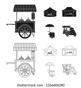 Vector design of market and exterior symbol. Set of market and food stock symbol for web.