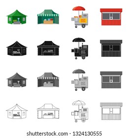 Vector design of market and exterior symbol. Collection of market and food vector icon for stock.
