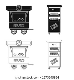 Vector design of market and exterior symbol. Collection of market and food stock symbol for web.